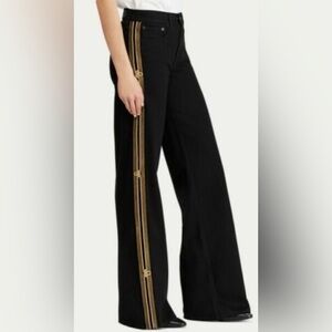 POLO RALPH LAUREN Admiral Striped Wide-leg Black Jeans